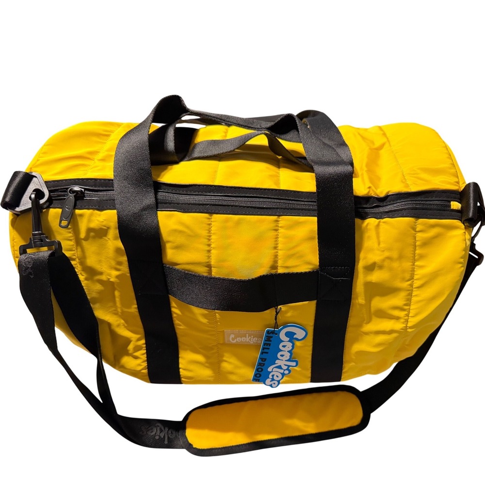 Cookies Smell Proof Duffle Bag Yellow Quilted Nylon‎ Travel Gym Bag New